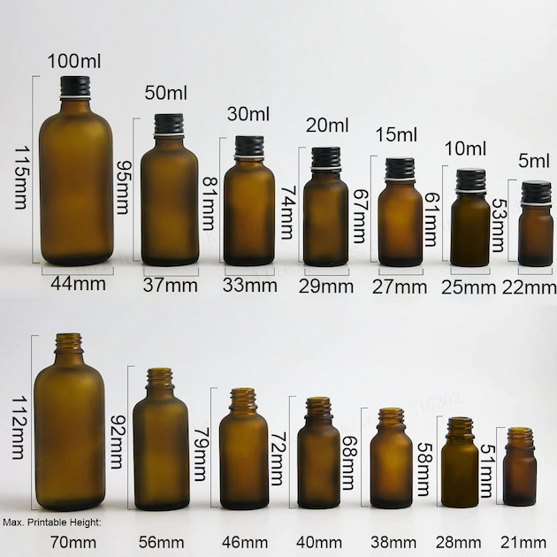 bottle sizes for essential oils