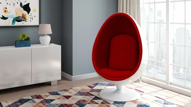 ovalia egg chair in red