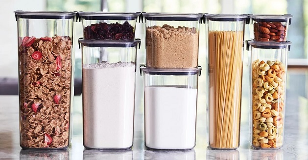 Close-up of glass food containers
