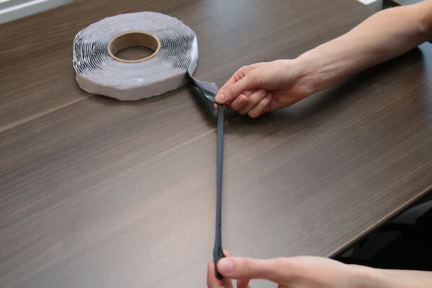 using butyl-based sealant tape on desk