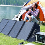 woman-chilling-at-camping-with-solar-panels