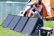 woman-chilling-at-camping-with-solar-panels