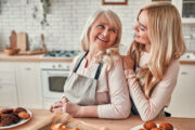 mother with daughter at kitchen