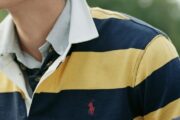 man wearing rugby top close up