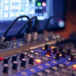 close up of an audio mixer