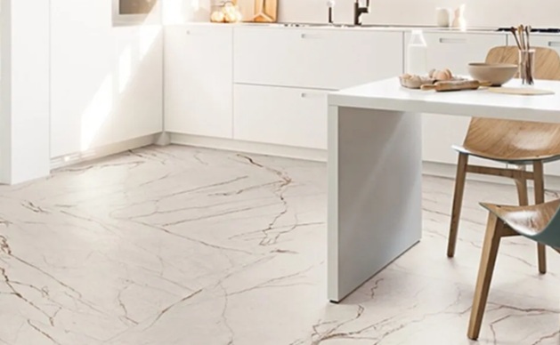 home with white porcelain slabs