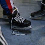 player wearing Bauer hockey skates