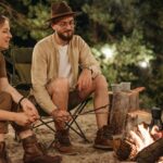 A man and a woman on a camping trip
