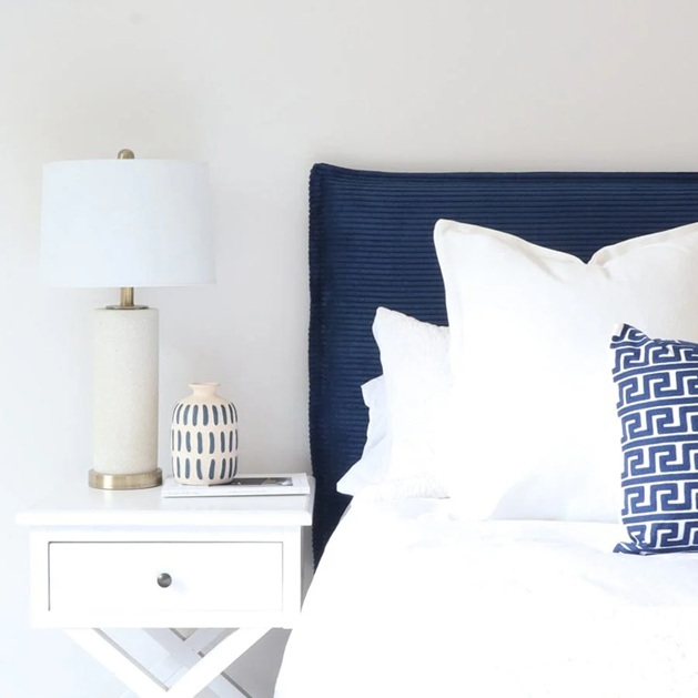 Juno Bedhead with Slipcover King Size Navy Corduroy